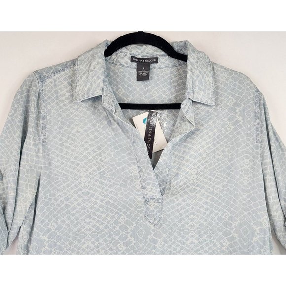 Chelsea & Theodore Dress Womens Medium Blue Soft Tencel Mom Cottage Core Mini - Picture 6 of 11